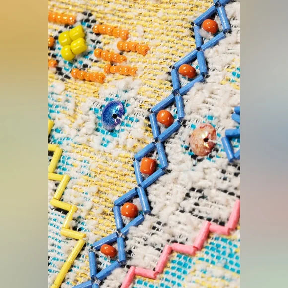 Boho Chic Backpack - Ethnic Inspired Pattern - Hand Beaded Accents - Fine Cotton - Picture 13 of 16